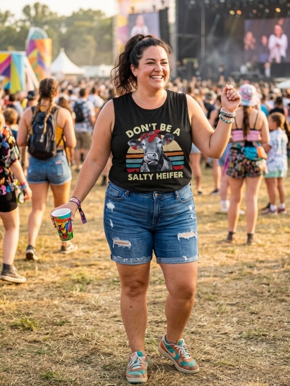 Boutique Black "Don't Be A Salty Heifer" Tanl Top Size 3X